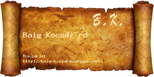 Baig Kocsárd névjegykártya